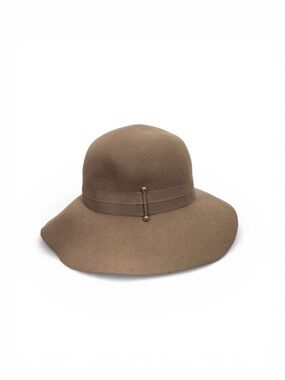 Nine West Taupe Wide-Brim Wool Felt Floppy Hat